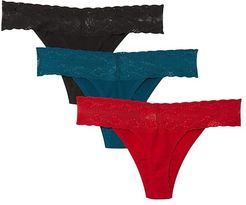 Bliss Perfection Thong 3-Pack (Strawberry/Sea Green/Black) Women's Underwear
