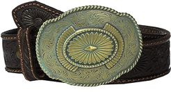 Nocona Embossed Belt w/ Oval Patina Buckle (Brown) Women's Belts