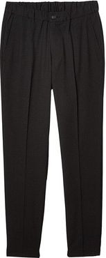 Stretch Check Slim Fit Flat Front Flex Waistband Dress Pants (Charcoal) Men's Dress Pants