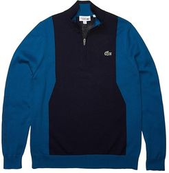 Long Sleeve 1/4 Zip Sweater (Navy Blue/Mariner/Navy Blue) Men's Clothing