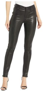 Nico Leather Mid-Rise Skinny in Black (Black) Women's Clothing