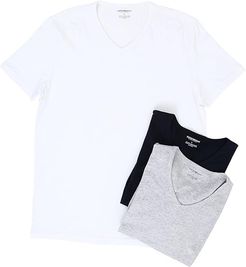 3-Pack V-Neck T-Shirt (White/Grey Melange/Navy) Men's T Shirt
