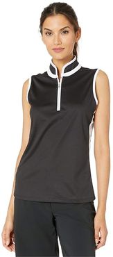 Mandarin Collar Sleeveless Top (Black) Women's Clothing