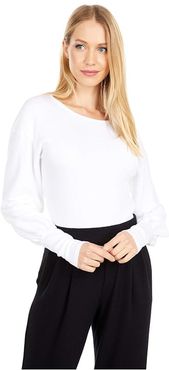 Misha Ultra Rib Puff Sleeve Top (White) Women's Clothing