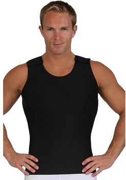 Compression Muscle Tank with Hook-and-Loop Closure at Shoulders (Black) Men's Clothing