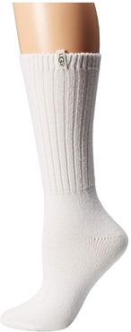 Rib Knit Slouchy Crew Socks (White) Women's Crew Cut Socks Shoes