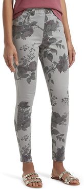 Faded Floral Ultra Soft Denim High-Waist 7/8 Leggings (Faded Grey Rose) Women's Jeans
