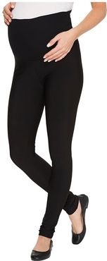 Maternity Fleece-Lined Matte Spandex Leggings (Black) Women's Clothing