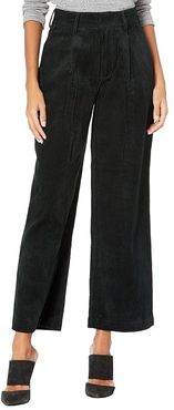 Wide Wale Rigid Corduroy Pleated Crop Pants (Far Out) Women's Casual Pants