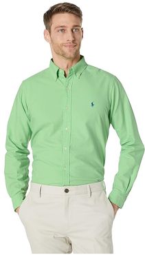 Classic Fit Long Sleeve Oxford Shirt (Green) Men's Clothing