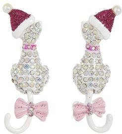 Pave Cat Earrings (White) Earring