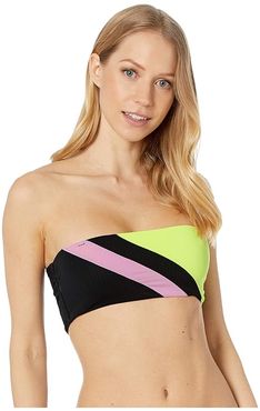 Moonlit June Reversible Bandeau Bikini Top (Artemis Black Rib) Women's Swimwear