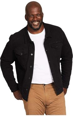 Big Tall Aston Knit Denim Jacket (Black) Men's Clothing