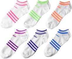 Superlite 6-Pack No Show Socks (Toddler/Little Kid/Big Kid/Adult) (White/Solar Pink/Solar Green/Solar Blue/Vivid Pink) Girls Shoes