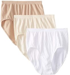 Comfort Revolution Seamless Briefs 3-Pair (Beige Damask/White Damask/Nude Damask) Women's Underwear