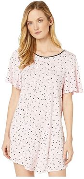 Evergreen Modal Jersey Short Sleeve Sleepshirt (Scattered Dot Pink) Women's Clothing