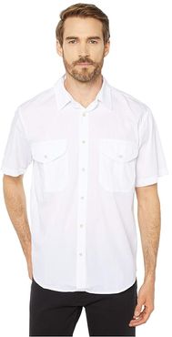 Short Sleeve Feather Cloth Shirt (White) Men's Short Sleeve Button Up