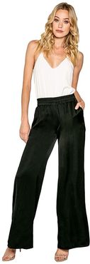 High-Waisted Pull-On Wide Leg Pants (Black) Women's Casual Pants