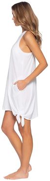 Beach Date High Neck Pocket Dress Cover-Up (White) Women's Swimwear