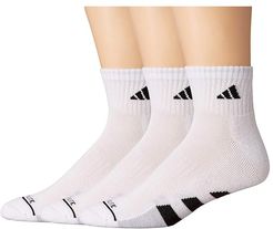 Cushioned II Quarter Socks 3-Pack (White/Black/White/Clear Onix Marl) Men's Crew Cut Socks Shoes