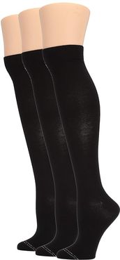 Graduated Compression Knee Socks 3-Pair Pack (Black/Black/Black) Women's Knee High Socks Shoes