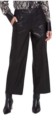 Veva Lightweight Textured Vegan Leather Pants (Black) Women's Casual Pants