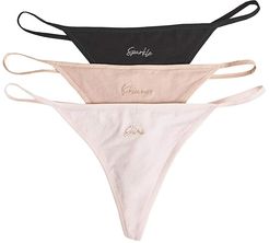 Organic Pima Cotton Holiday G-String 3-Pack (Black/Macadamia/Pearl Pink) Women's Underwear