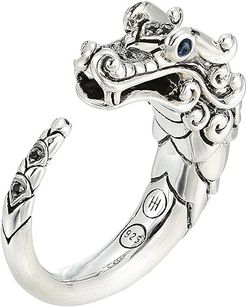 Legends Naga Brushed Ring with Black Sapphire (Silver) Ring