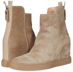 Back Zip Wedge Boot (Taupe) Women's Shoes