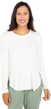Long Sleeve Crew Neck with Side Slits (Cream) Women's Sweater