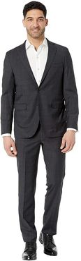 Slim Fit Plaid Suit (Charcoal Plaid) Men's Suits Sets