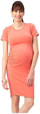 Uptown Maternity Dress (Coral) Women's Clothing