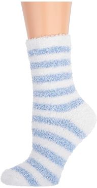 Chenille Stripe Sock (Sky Blue/White Stripe) Women's Crew Cut Socks Shoes
