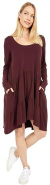 Long Sleeve Cake Dress (Red Plum) Women's Clothing