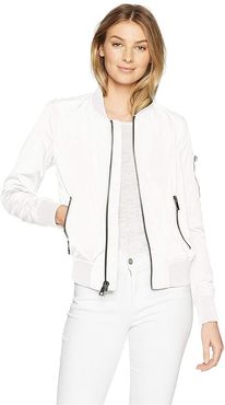 Flight Bomber Jacket (White Solid) Women's Coat