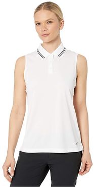 Dry Victory Sleeveless Polo Solid (White/Black/Black) Women's Clothing