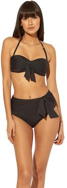 Urban Goddess Knot Front Bandeau Top with Molded Cups (Black) Women's Swimwear