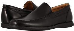 Atlantic Moc Toe Venetian Slip-On (Black Smooth/Black Sole) Men's Shoes