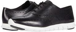 Zerogrand Wing Oxford Closed Hole (Black Leather/Optic White) Women's Shoes