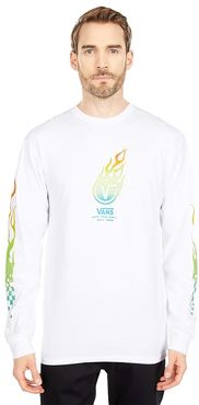 Glow Flame Long Sleeve Tee (White) Men's Clothing