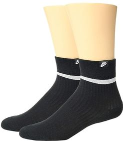 Sneaker Sox Essential Ankle Socks 2-Pair Pack (Black/White/White) Low Cut Socks Shoes