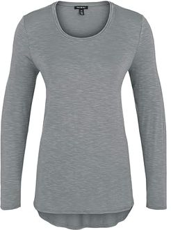 Long Sleeve Crew Neck with Side Slits (Dark Smoke) Women's Sweater