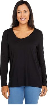 Long Sleeve Scoop Tee (Black) Women's Clothing