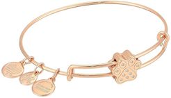 Pave Paw Print Symbol Bead Bangle Bracelet (Shiny Rose Gold) Bracelet