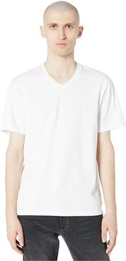 Garment Dye Short Sleeve V-Neck Tee (Optic White) Men's Clothing