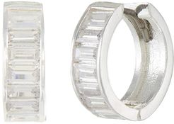 Cubic Zirconia Huggie Earrings (Silver) Earring