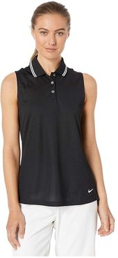Dry Victory Sleeveless Polo Solid (Black/White/White) Women's Clothing