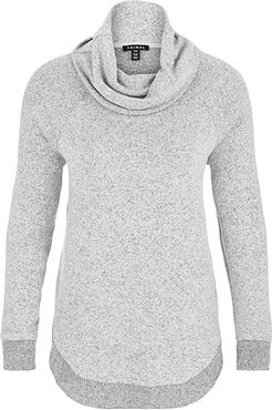 Long Sleeve Cowl Neck Top with Shirttail (Grey Mix) Women's Sweater