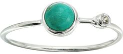 Double Stone Ring (925 Sterling Silver/Genuine Turquoise/Cubic Zirconia) Ring