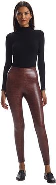 Faux Leather Leggings SLG50 (Brown Croc) Women's Casual Pants